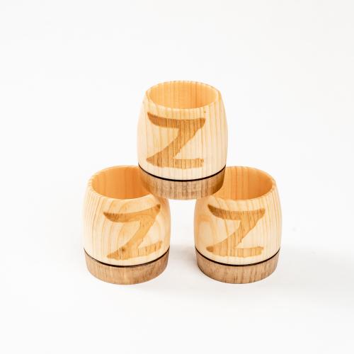 Набор деревянных рюмок (стопок, шотов) из древесины сибирского кедра, набор 3 штуки. RN14
