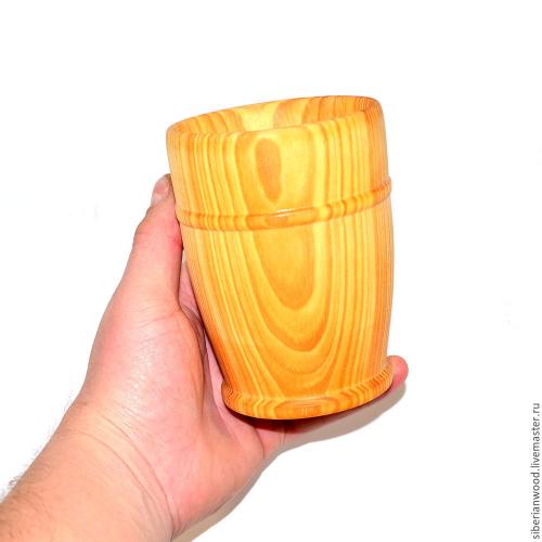 Деревянный стакан из древесины сибирского кедра. C6