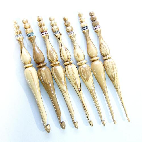 Набор деревянных крючок для вязания из древесины рябины 7 шт. (3-9 мм). KN14