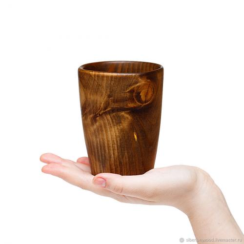 Деревянный стакан из древесины пихты для чая, кваса и других напитков. C19