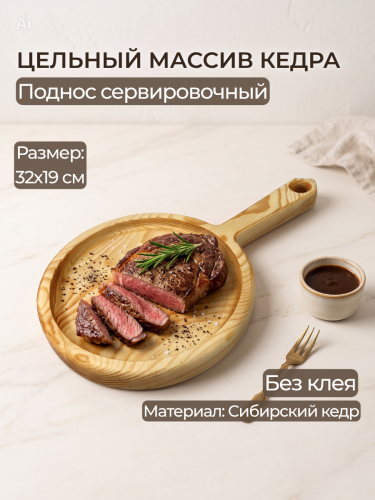 Деревянный сервировочный поднос с ручкой для подачи блюд WS39