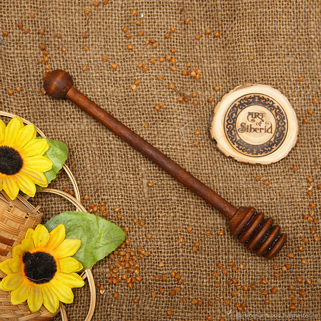 Дризл деревянный Ложка для мёда из Березы #D6