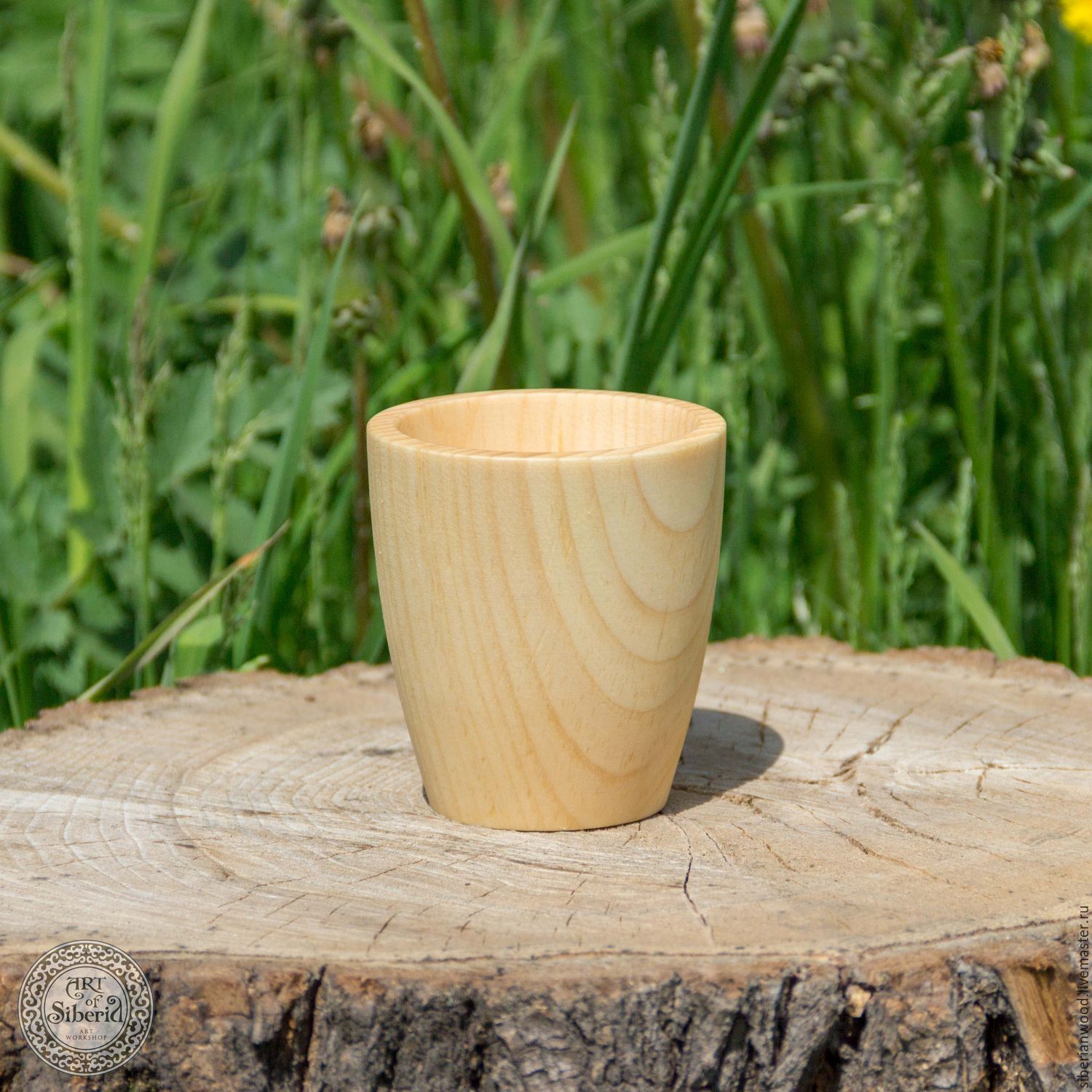 Деревянный стакан из кедра для чая, кваса и прочих напитков. C1