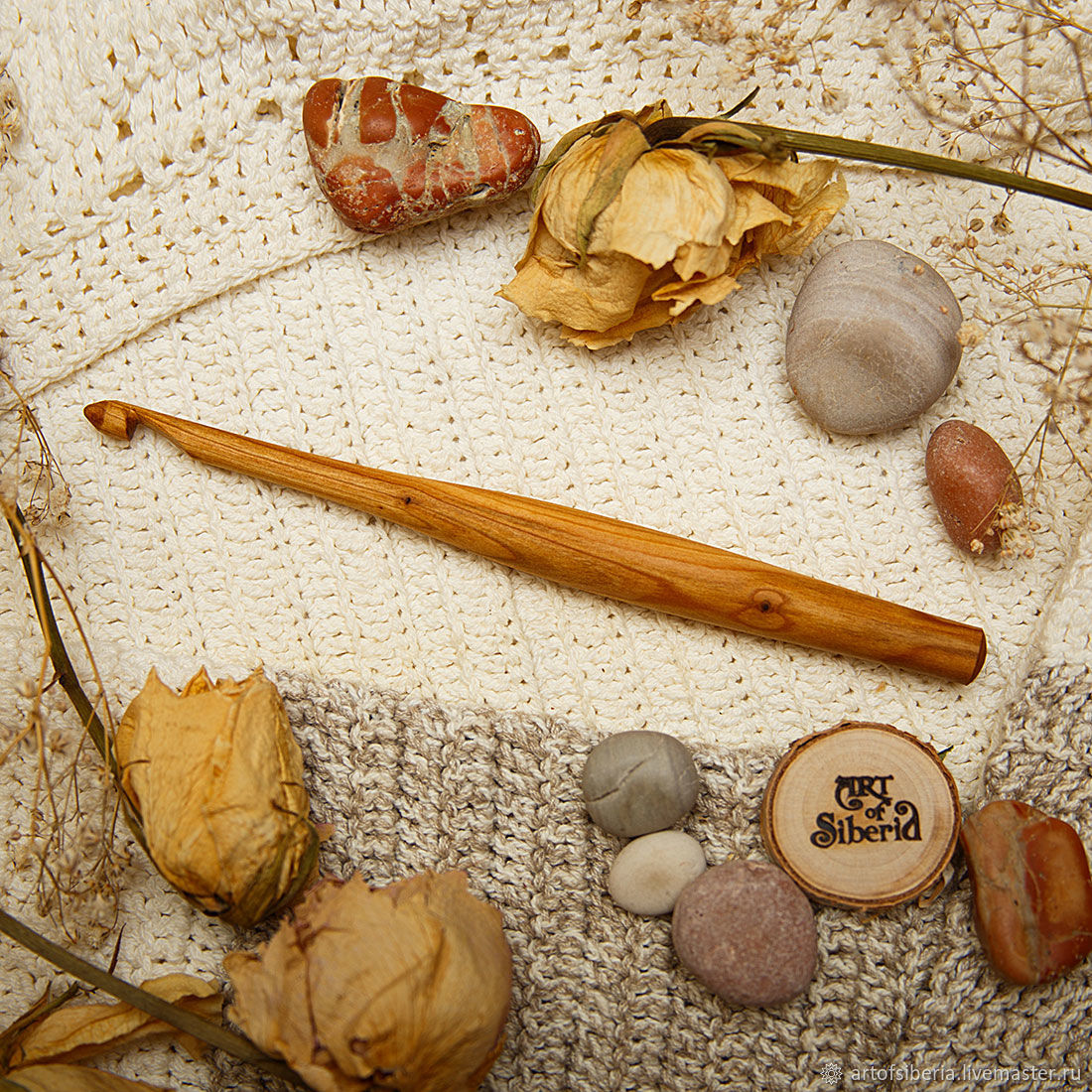 Деревянный крючок для вязания из древесины вишни 6,5 мм. K48