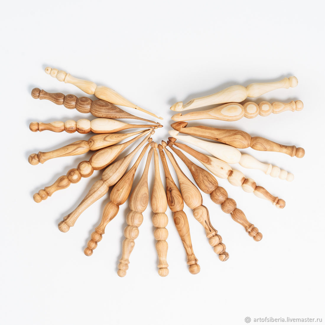 Набор деревянных крючок для вязания 17 штук.  (2,5-15мм). KN11