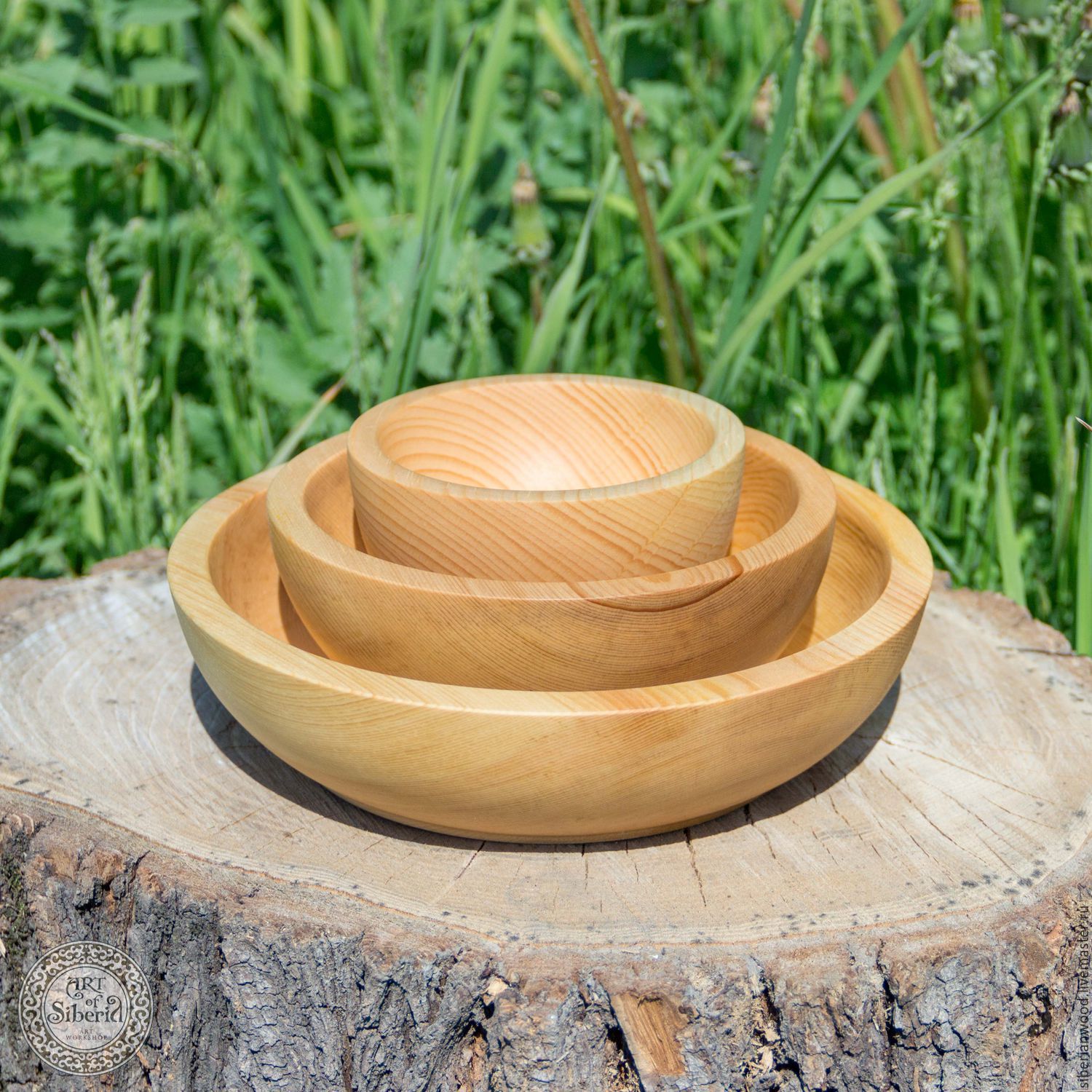 Набор деревянной посуды из древесины сибирского кедра. TN2