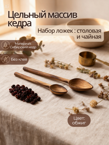 Набор ложек деревянных из кедра LN4
