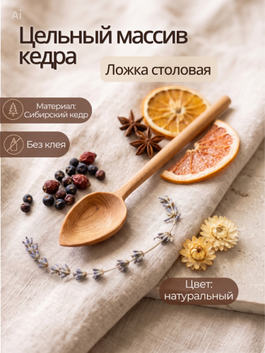 Ложка столовая деревянная из кедра 18 см L36