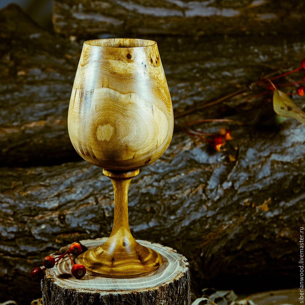 Деревянный бокал (фужер) из дерева Сибирский вяз - G2