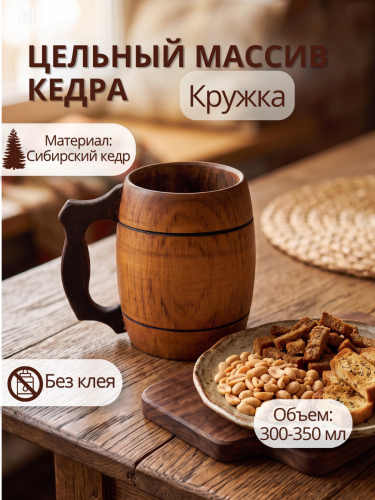 Деревянная пивная кружка из цельного куска древесины C88