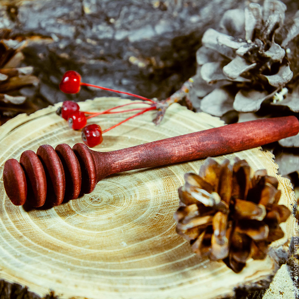 Деревянный дризл, ложка для меда из древесины березы. D2