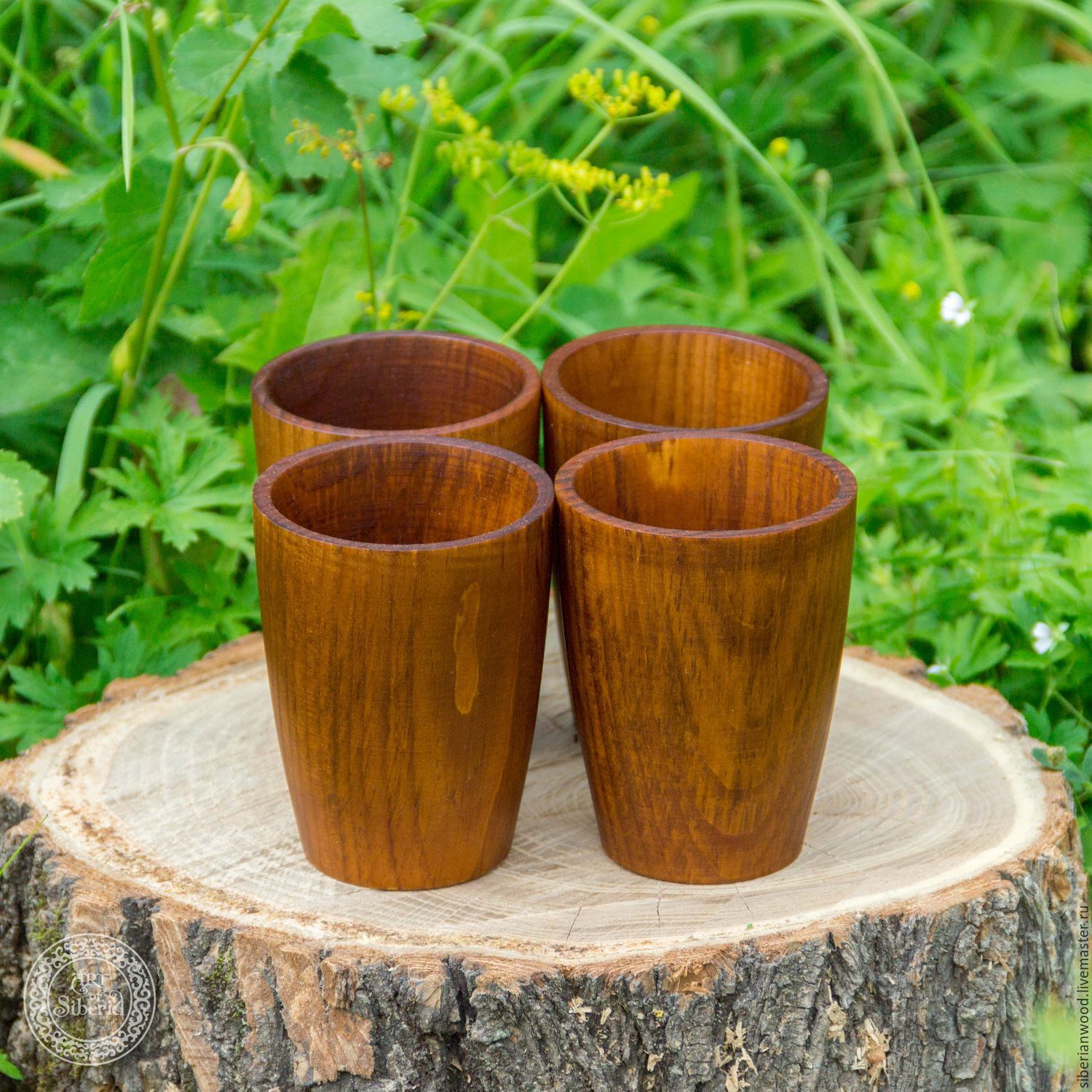 Набор деревянных стаканов из древесины сибирского кедра. NC7