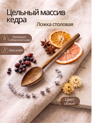 Ложка столовая деревянная из кедра 18 см L37