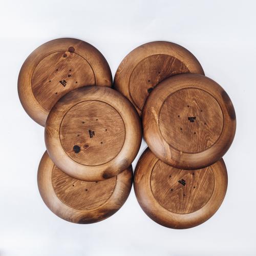 Набор деревянных тарелок из кедра 250 мм. 6 шт. TN52