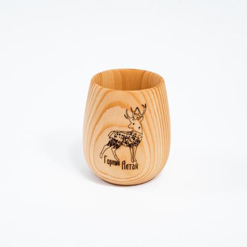 Деревянный стакан из натурального дерева сибирский кедр с гравировкой  C37