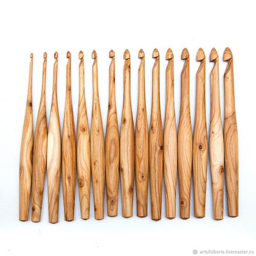 Набор деревянных крючков для вязания 15 шт (3-10 мм). KN9