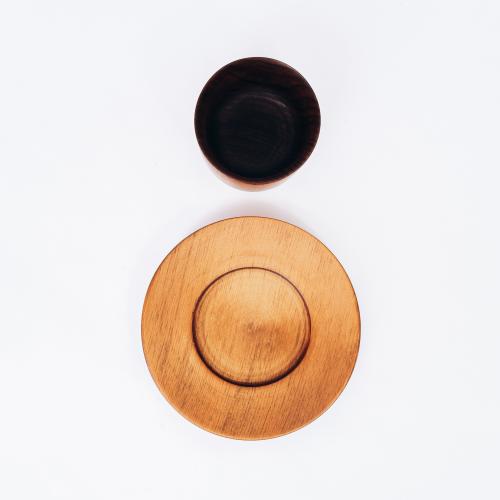 Деревянная кофейная чашка c блюдцем из дерева Сибирский кедр NC20