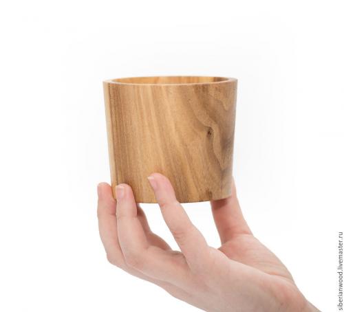 Деревянный стакан из вяза для чая, кваса и прочих напитков. C11