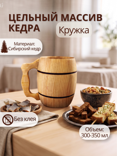 Деревянная пивная кружка из цельного куска древесины C86