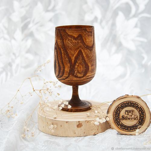 Деревянный бокал для вина из сибирского вяза G5