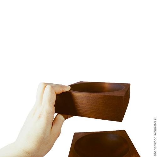 Набор деревянных квадратных тарелок-конфетниц из древесины сибирского кедра 3 шт. TN20
