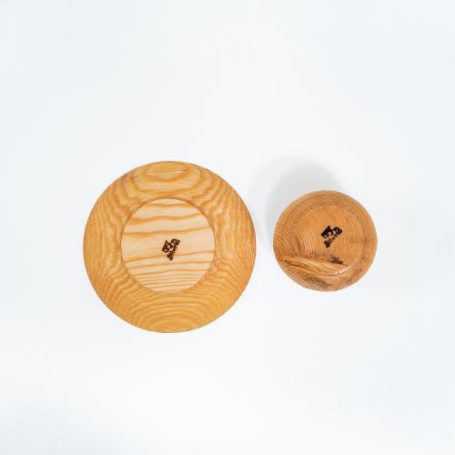 Деревянная текстурированная чайная пара (блюдце с чашкой) серии "Меренга" из сибирской сосны NC29
