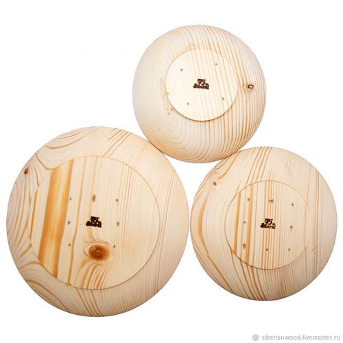 Набор деревянных тарелок из дерева пихта сибирская -  3 шт. TN34