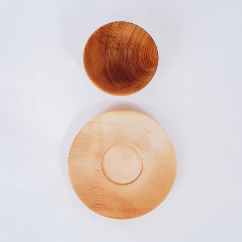 Чайная чашка деревянная c блюдцем из дерева Сибирский кедр NC22