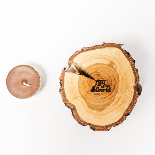 Деревянный подсвечник из натурального дерева - сибирского вяза. WC26