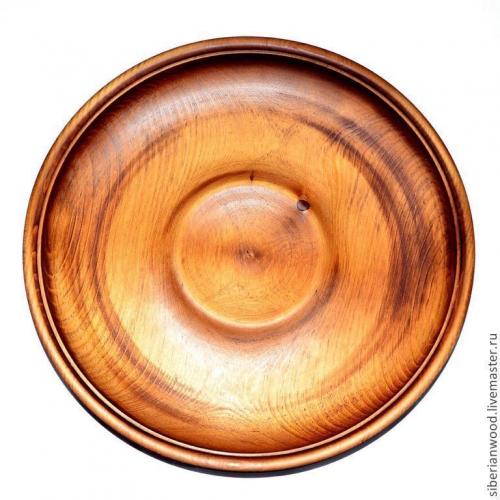 Деревянная тарелка (блюдо) из сибирского кедра 285 мм. T1