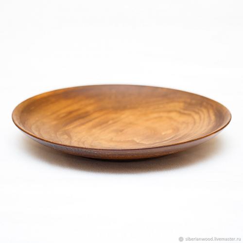 Деревянная плоская чаша-тарелка из древесины сибирская пихта. 20,5 см.  T59