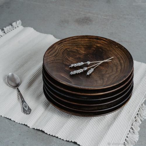 Набор деревянных тарелок из древесины сибирской пихты 205 мм. 6 штук. TN43