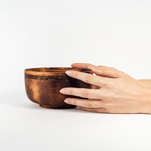Деревянная Глубокая тарелка из сибирского кедра (бульоница) 150 мм. T172