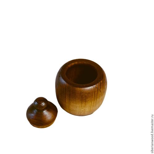 Маленькая деревянная кубышка (бочонок, солонка) из дерева сибирский кедр K47