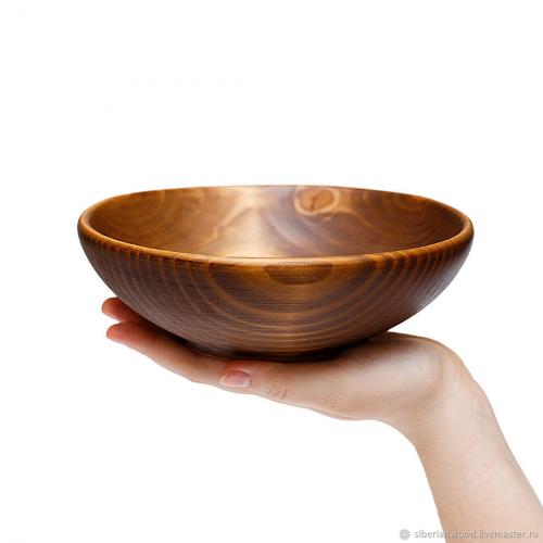 Деревянная чаша-тарелка из древесины сибирская пихта. 18 см.  T60