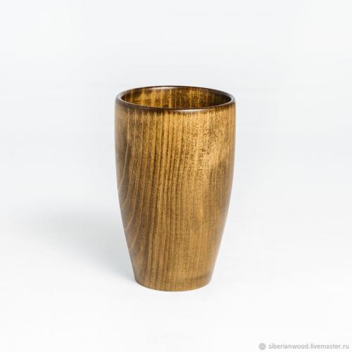 Деревянный стакан из древесины кедра для чая, кваса и других напитков. C21