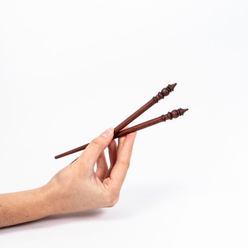 Деревянные заколки-шпильки для волос из красного дерева (махагон), набор из двух штук H17