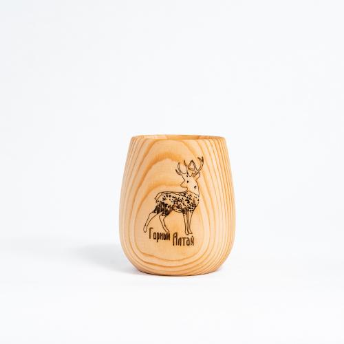 Деревянный стакан из натурального дерева сибирский кедр с гравировкой  C37