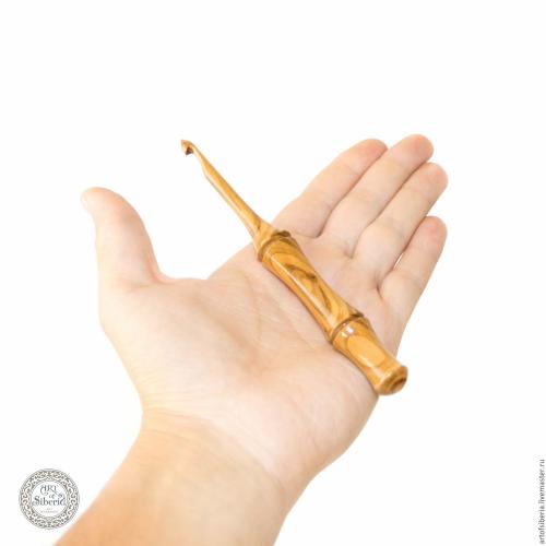 Деревянный крючок для вязания из древесины сливы 6 мм. K8