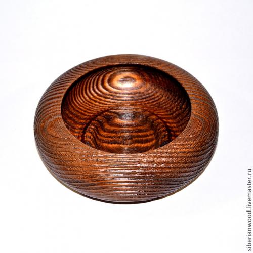 Текстурированная чаша (ваза) из натурального дерева сосна 145 мм.V12