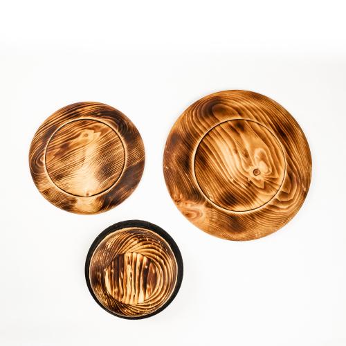 Набор деревянных тарелок из дерева  сибирский кедр - 3 шт. TN80