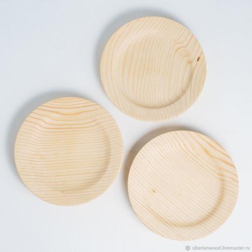 Набор деревянных тарелок (чаши) из сибирского кедра 3 штуки - 190 мм. TN40