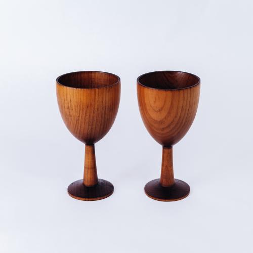 Набор деревянных бокалов (фужеров) из дерева Сибирский кедр (2 шт.)- GN3