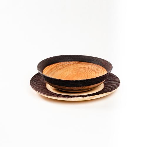 Набор деревянных тарелок из дерева  сибирский кедр - 2 шт. TN82