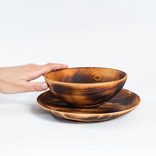Набор деревянных тарелок серии "Лотос" из сибирского кедра 2 штуки TN54