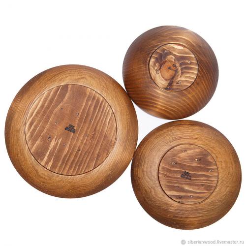 Набор деревянных тарелок из дерева пихта сибирская - 3 шт. TN32