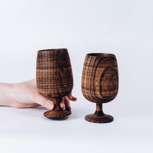 Набор деревянных бокалов (фужеров) из дерева Сибирский вяз (2 шт.)- GN2