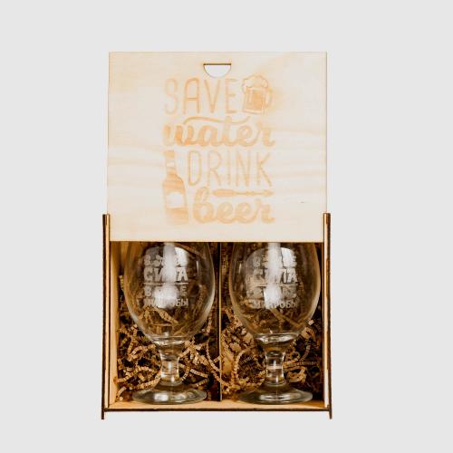 Набор бокалов "Save water drink beer" в подарочной коробке PKS11