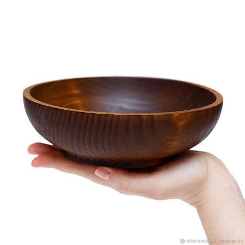 Деревянная глубокая чаша-тарелка из древесины сибирская пихта. 17 см.  T66