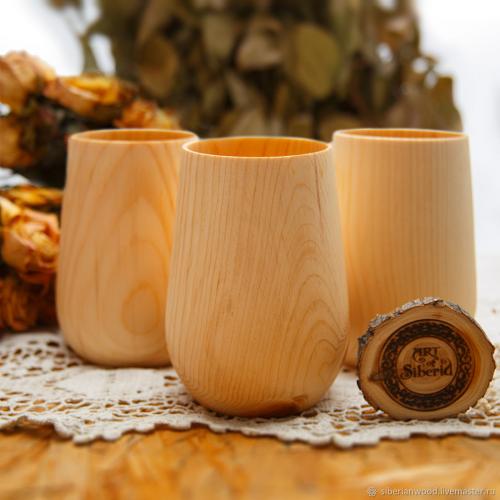 Набор деревянных стаканов из древесины кедра 3 шт. NC4